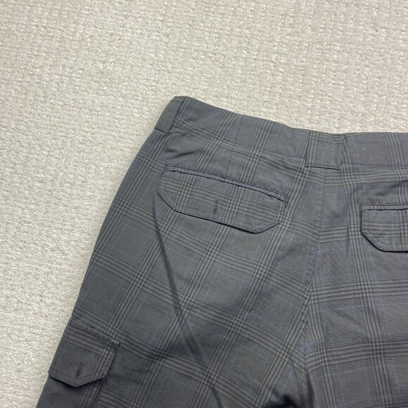 Oneill Board Shorts Mens 34 Grey / Blue Plaid Relaxed Skater Cargo Beach - Picture 11 of 12